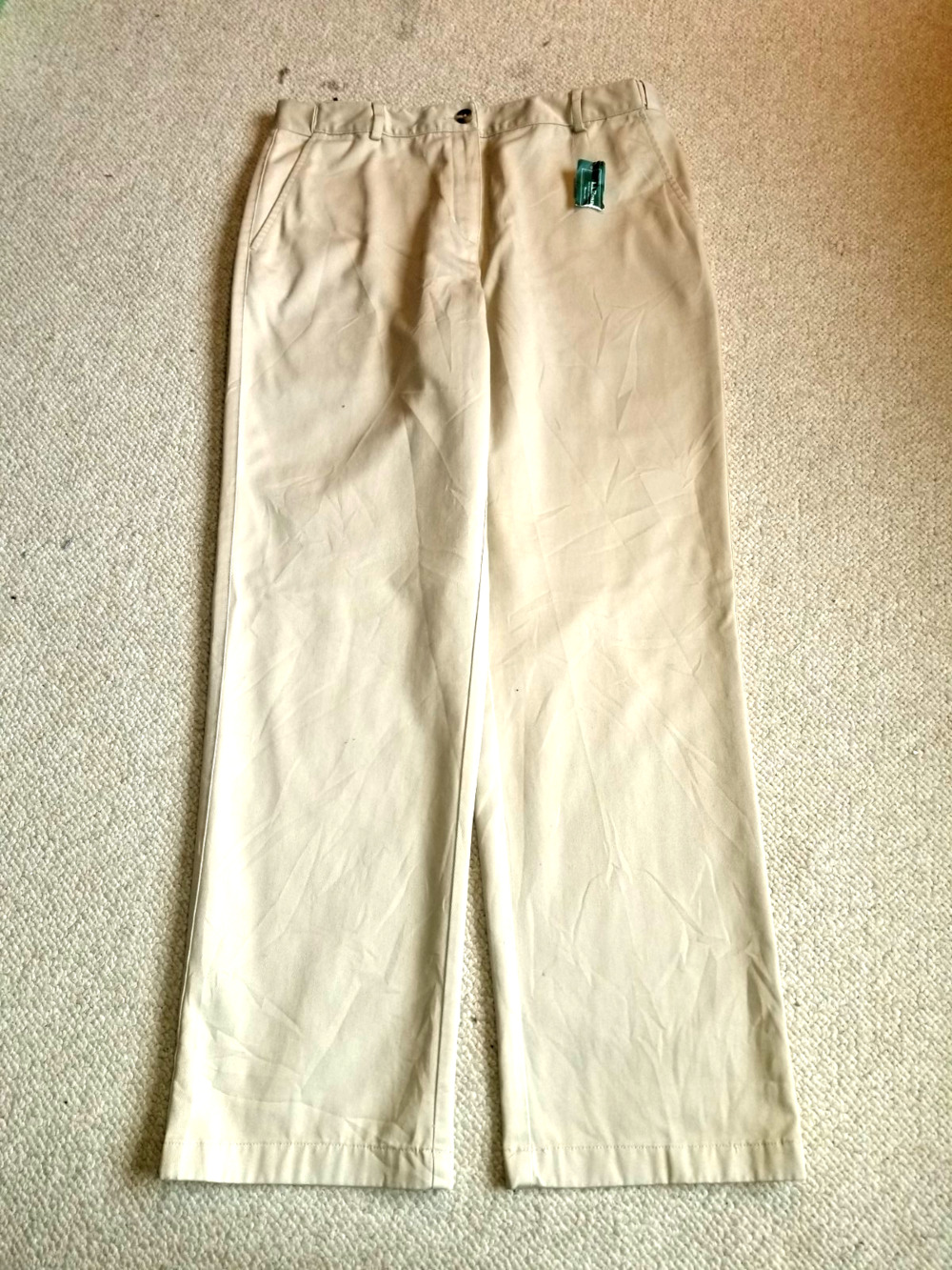 NWT Womens Pants-L.L. BEAN-khaki cotton "Bayside Twill Classic Fit Straight"-12